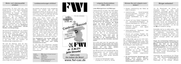 Bildhafte Darstellung des Flugblatt zum Thema Finanzen zur Kommunalwahl 2014 - Link auf den Flyer als PDF