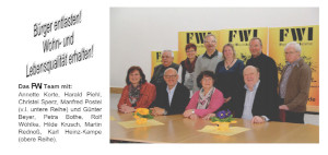 Bildhafte Darstellung des Flugblatt FWI Team / FWI Kandidaten zur Kommunalwahl 2014 - Link auf den Flyer als PDF