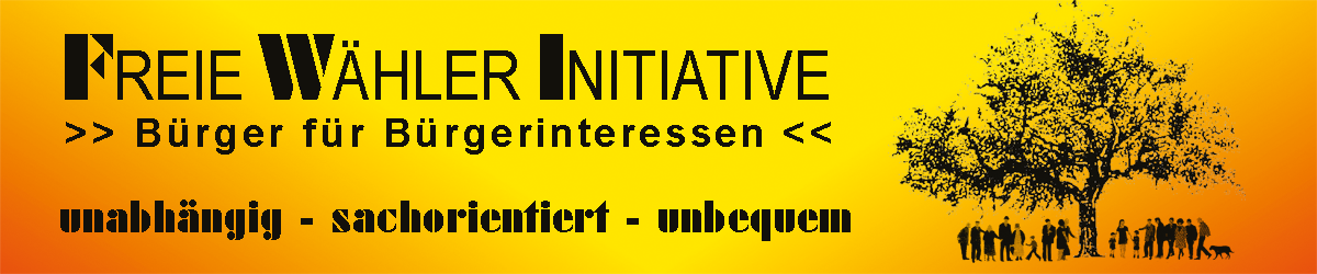 Banner unabhängig - sachorientiert - unbequem mit FWI-Logo und Bürgerbaum