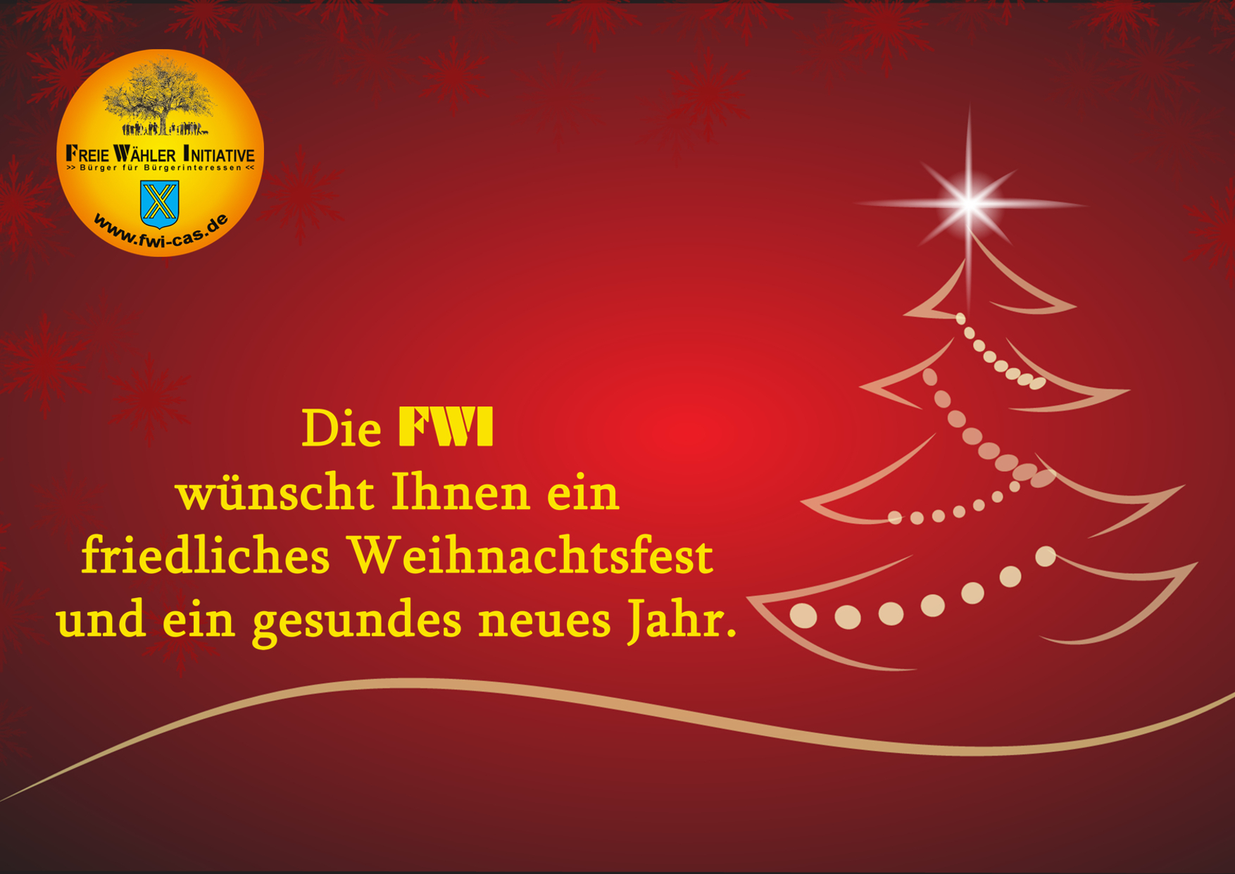 Die FWI wünscht Ihnen ein friedliches Weihnachtsfest und ein gesundes neues Jahr.