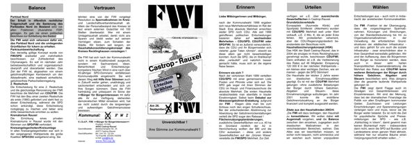 Bildhafte Darstellung des Flyer zu Allgemeine Themen für Castrop-Rauxel zur Kommunalwahl 2004 - Link auf den Flyer als PDF