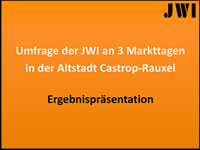 Titelseite der Ergebnispräsentation zur Altstadtmarkt-Umfrage der JWI